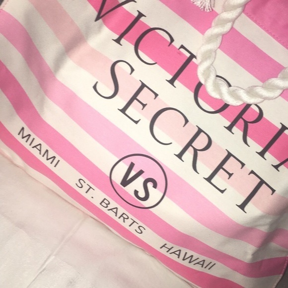 VS Pink Striped Tote Bag NWT - Picture 3 of 7